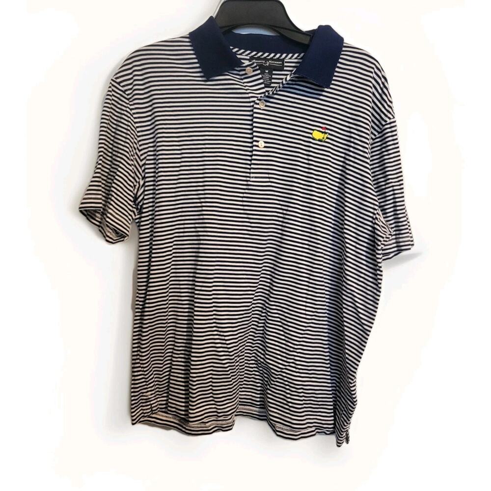 Masters Augusta National Striped Golf Polo Shirt USA Grown Supima Cotton Men's M